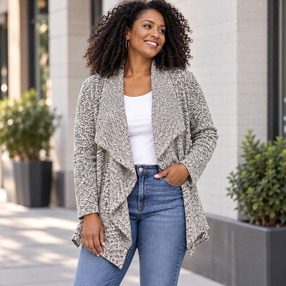 BNCI By Blanc Noir Drape Front Shawl Collar Cardigan SzXXL Contemporary Casual
